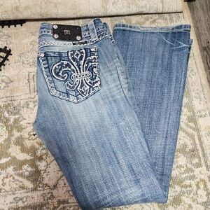 Miss Me Light Blue Boot Cut Jeans with Embellished Pockets